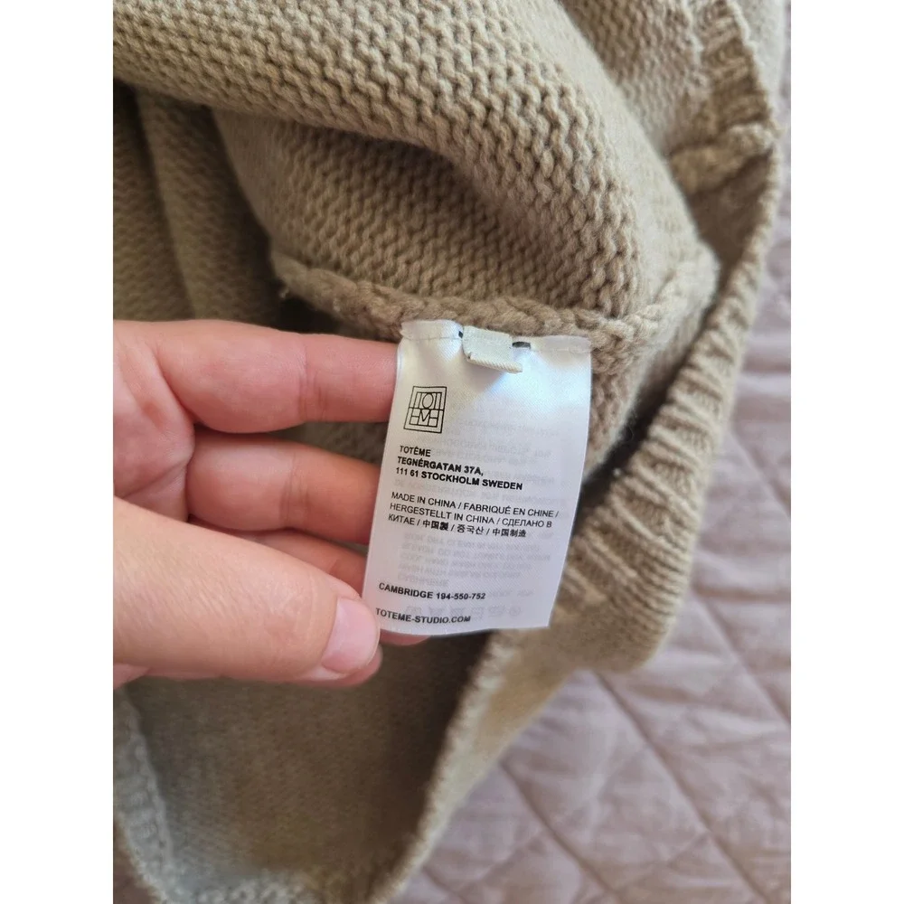 Toteme Cambridge Turtleneck Taupe Merino Cashmere Oversized Sweater sz XXS- S